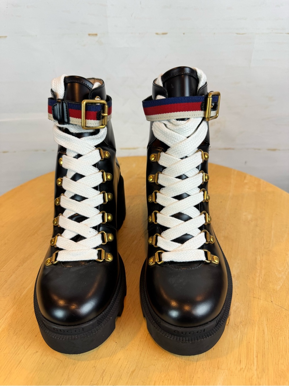 Gucci | Black Leather Lace-Up Combat Boot, EU 36.5 - Picture 3 of 12